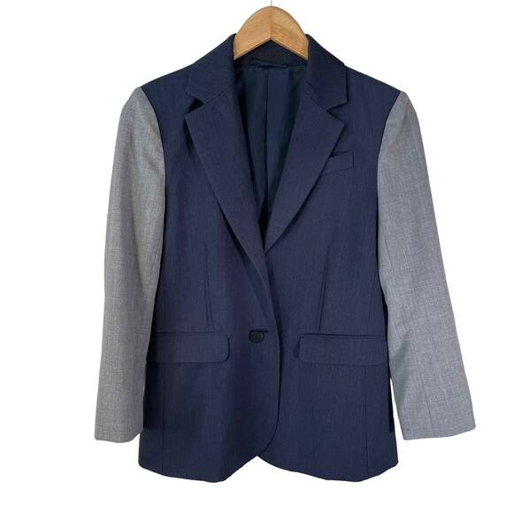 ATM Anthony Thomas Melillo Womens 100% Wool Sport Blazer Jacket Blue Gray Size 4 - Picture 2 of 16